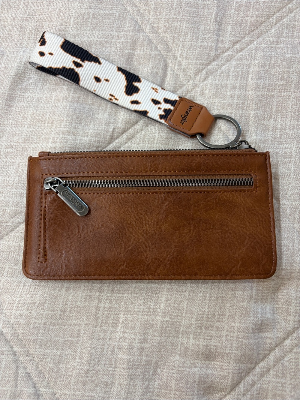 Wrangler Brown, Black & White Cow-Print Wristlet Wallet - Picture 5 of 9